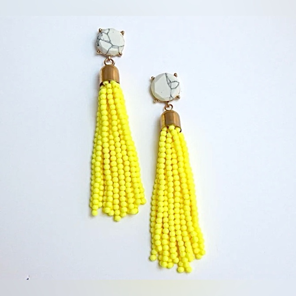 Francesca’s Yellow Beaded Tassel Earrings